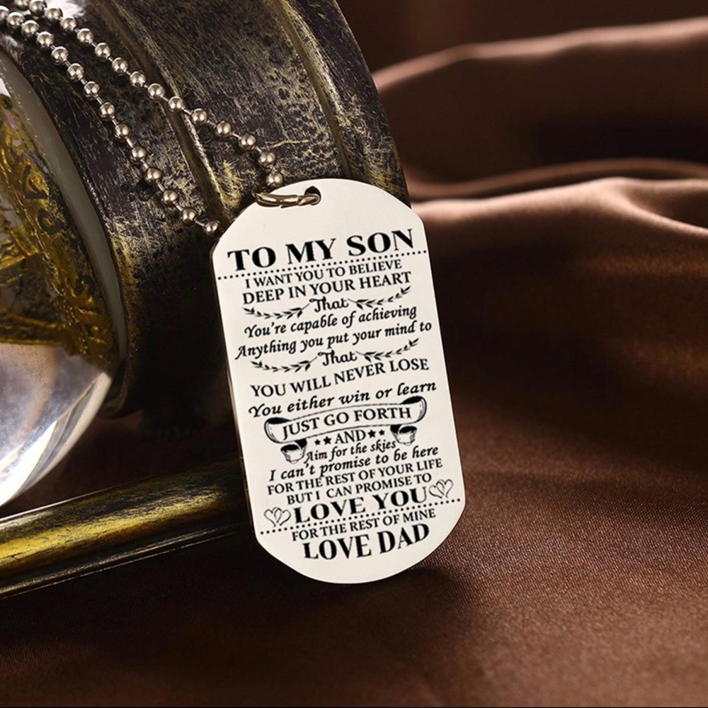 New To my son love dad dog tag necklace